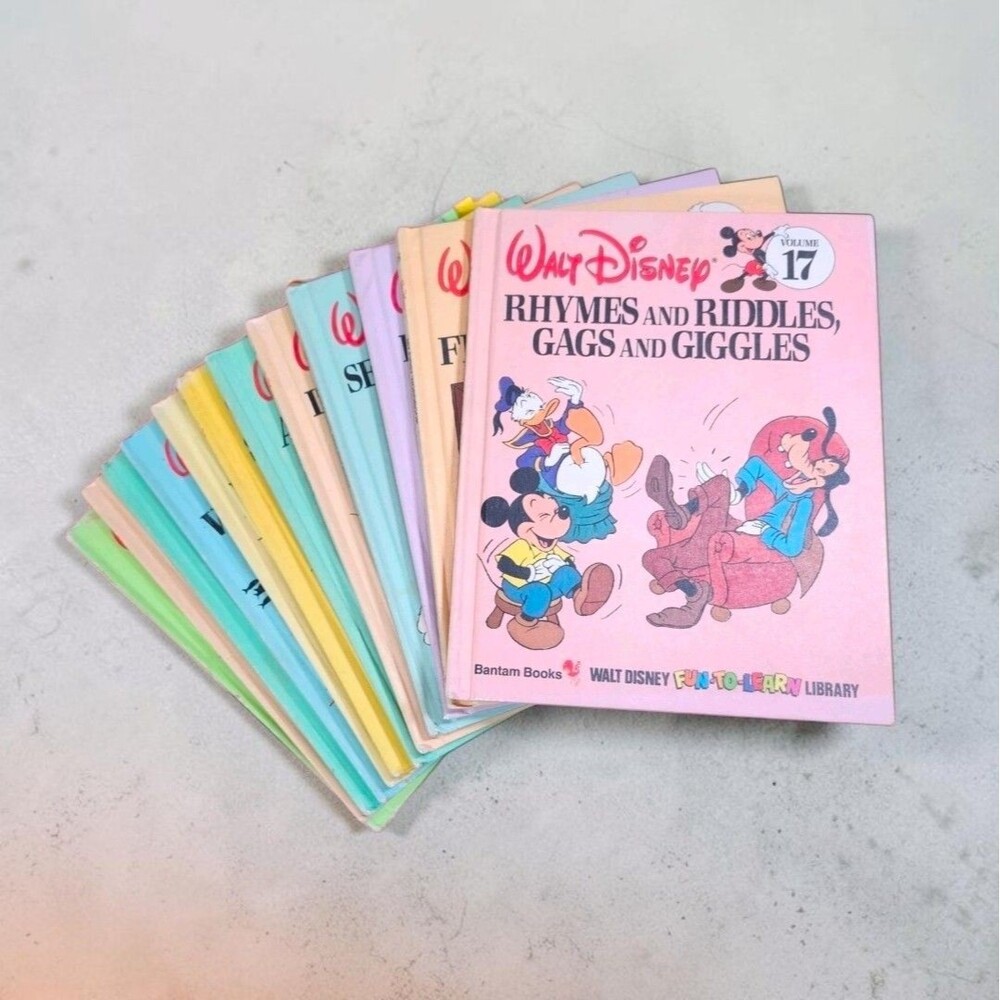 Vintage Walt Disney Fun-to-Learn Library 1983 12 Books Hardcover Lot Set